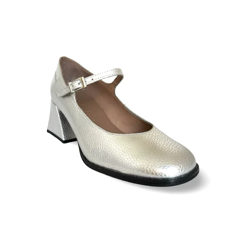 H5711 Silver Leather Maryjane Pump