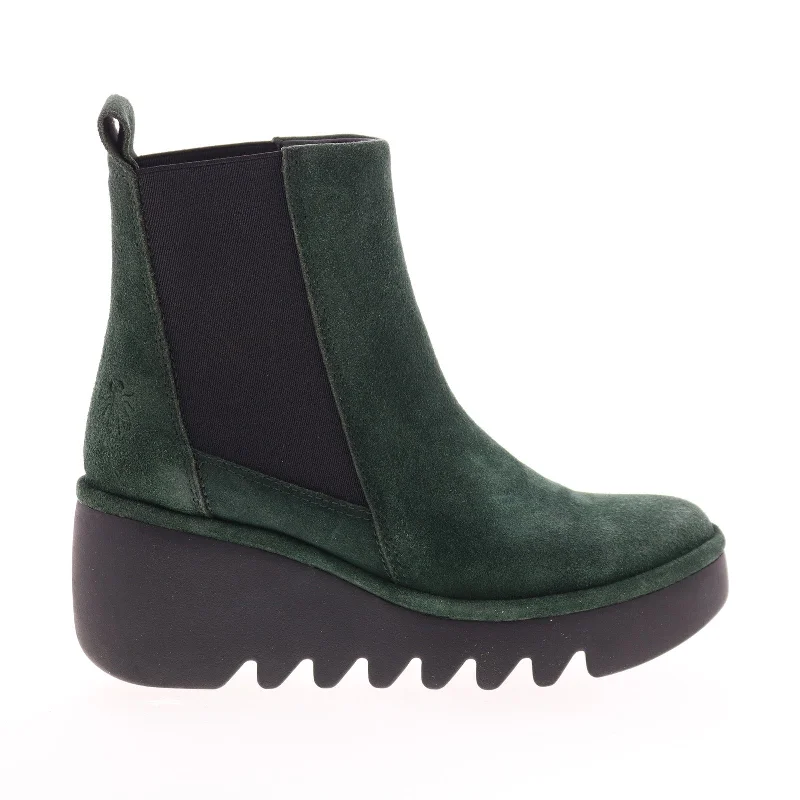 Fly London Bagu BAGU233FLY-001 Womens Green Suede Slip On Chelsea Boots